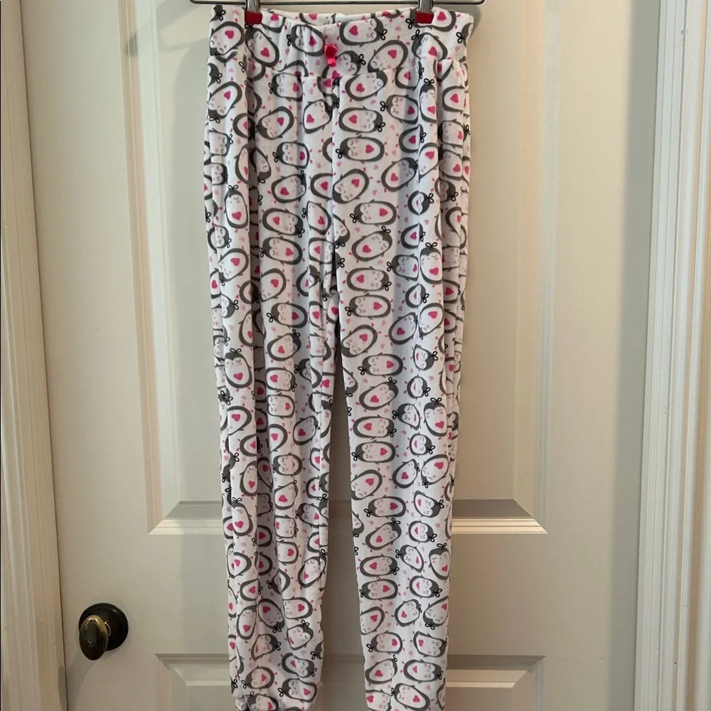 Love To Sleep Made With Love Plush so soft Penguin Print Pajama Lounge Pants L